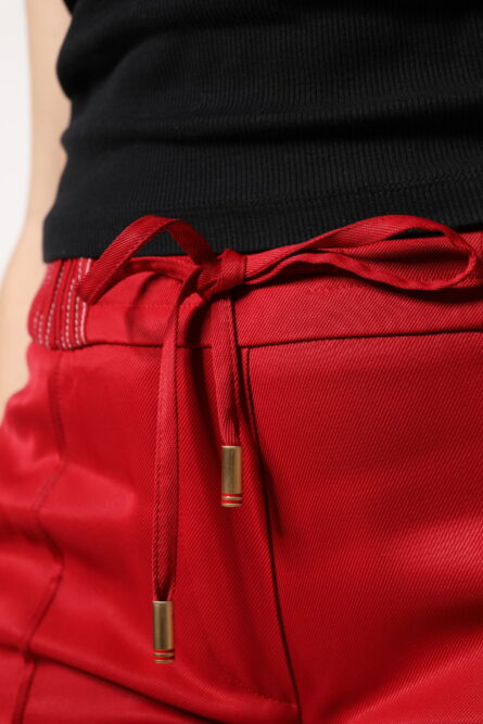 Red Viscose Straight Fit Pants - Image 5