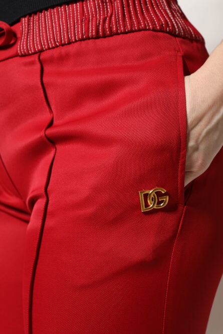 Red Viscose Straight Fit Pants - Image 6