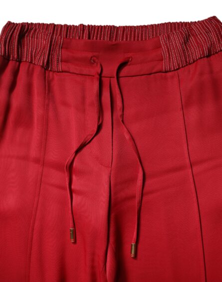 Red Viscose Straight Fit Pants - Image 7