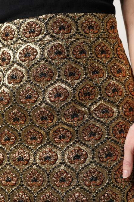 Brown Polyester Brocade A-line Mini Skirt - Image 5