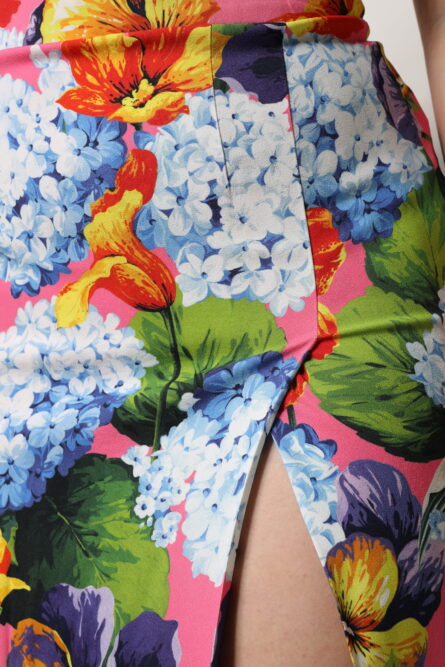 Multicolor Floral High Waist Midi Skirt - Image 5