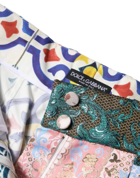 Multicolor Cotton Patchwork Hot Pants Shorts - Image 6