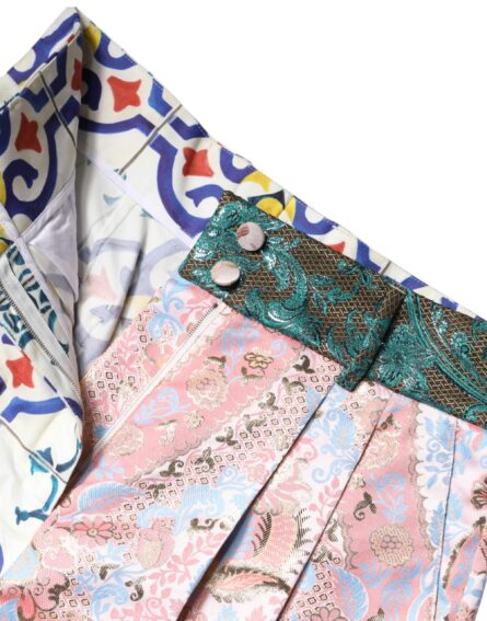 Multicolor Cotton Patchwork Hot Pants Shorts - Image 7