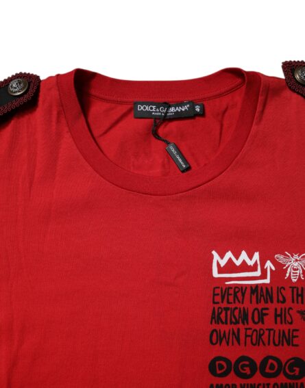 Red Cotton Graphic Print Crew Neck T-shirt - Image 10