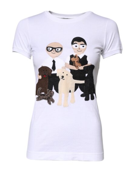 White Cotton #DGFAMILY Embroidery T-shirt - Image 7