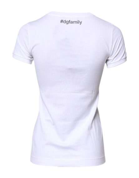White Cotton #DGFAMILY Embroidery T-shirt - Image 4