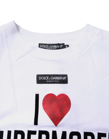 White Printed Round Neck Top Cotton T-shirt - Image 5