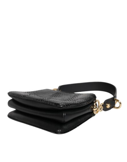 Black Exotic Leather Shoulder Sling Clutch Bag - Image 5