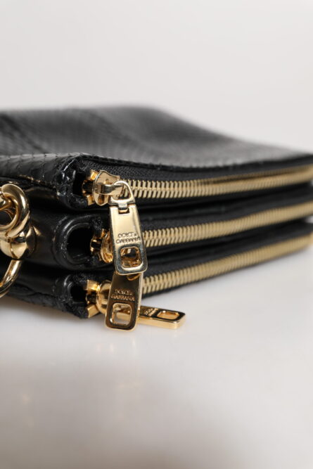 Black Exotic Leather Shoulder Sling Clutch Bag - Image 13
