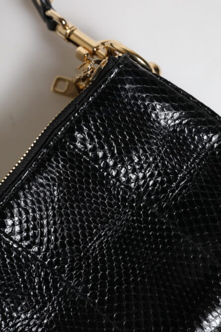 Black Exotic Leather Shoulder Sling Clutch Bag - Image 7
