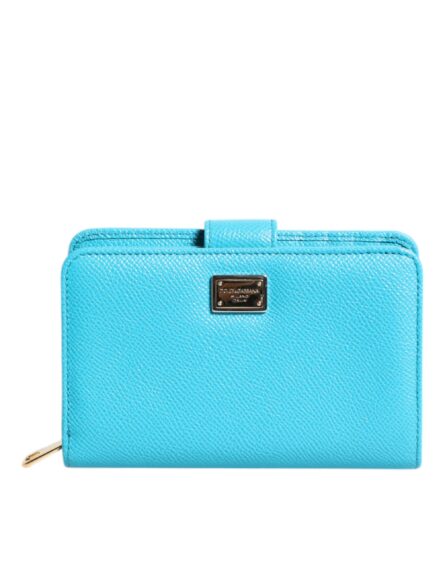 Light Blue Leather Bifold Continental Clutch Wallet - Image 2