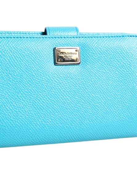 Light Blue Leather Bifold Continental Clutch Wallet - Image 10