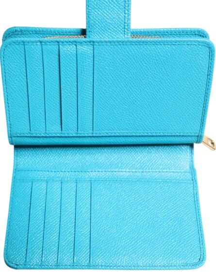 Light Blue Leather Bifold Continental Clutch Wallet - Image 8