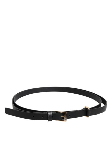 Black Calf Leather Gold Metal Buckle Belt - Image 9