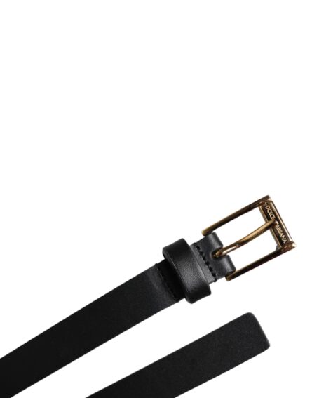 Black Calf Leather Gold Metal Buckle Belt - Image 12