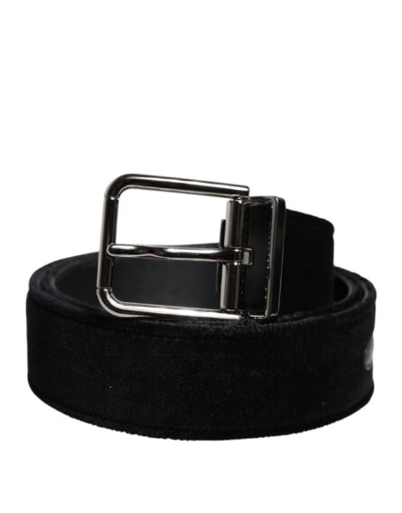 Black Cotton Silver Tone Metal Buckle Belt - Image 2