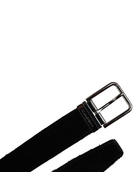 Black Cotton Silver Tone Metal Buckle Belt - Image 6
