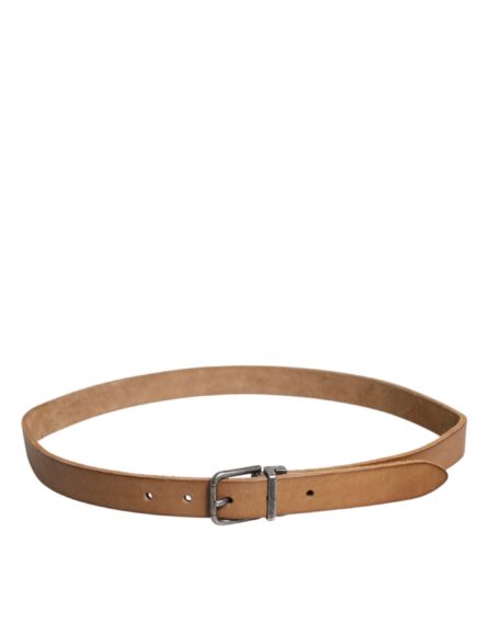 Brown Leather Silver Tone Metal Buckle Belt - Image 7