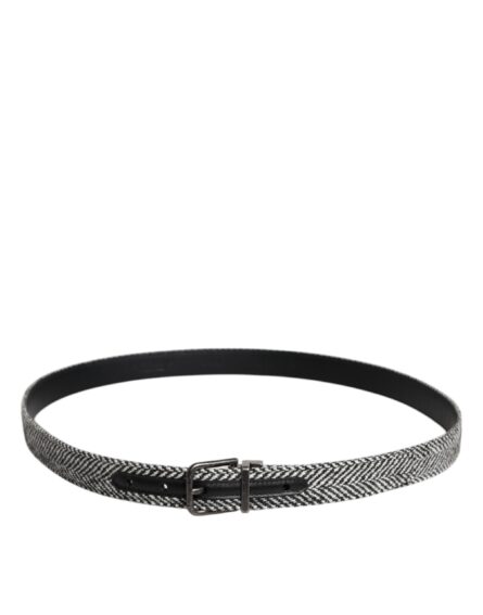 Black White Silver Tone Metal Buckle Belt - Image 3