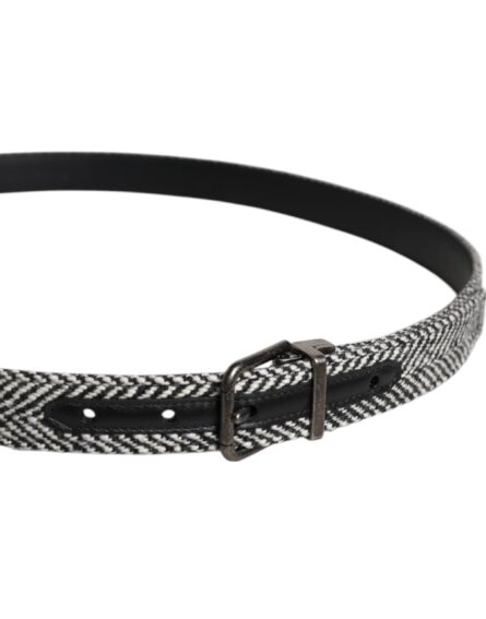 Black White Silver Tone Metal Buckle Belt - Image 4