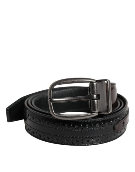 Black Brown Leather Classic Metal Buckle Belt - Image 6