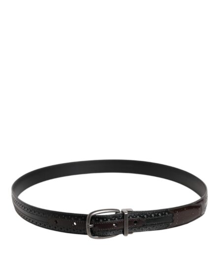 Black Brown Leather Classic Metal Buckle Belt - Image 8