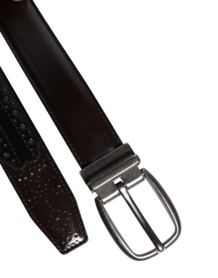 Black Brown Leather Classic Metal Buckle Belt - Image 5