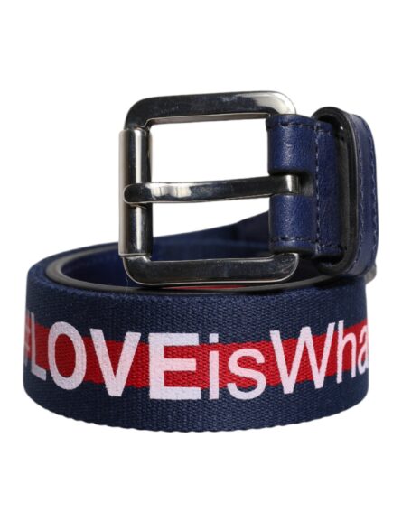 Blue Cotton Leather Printed Metal Buckle Belt - Image 9
