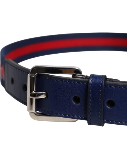 Blue Cotton Leather Printed Metal Buckle Belt - Image 4