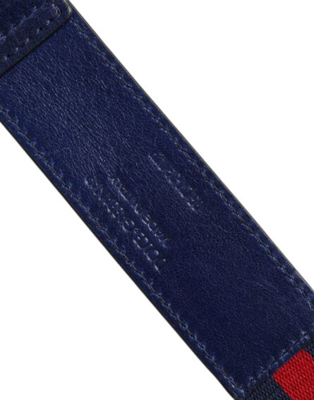 Blue Cotton Leather Printed Metal Buckle Belt - Image 13