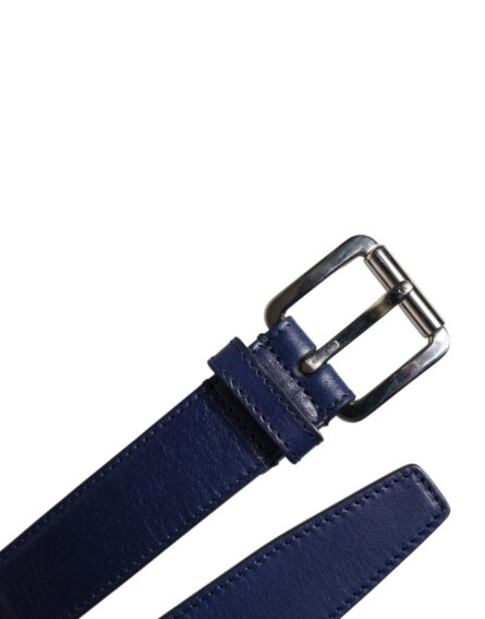 Blue Cotton Leather Printed Metal Buckle Belt - Image 14