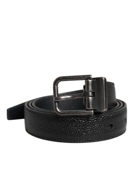 Black Calf Leather Classic Metal Buckle Belt - Image 8