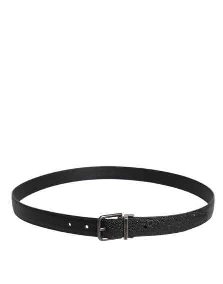 Black Calf Leather Classic Metal Buckle Belt - Image 3