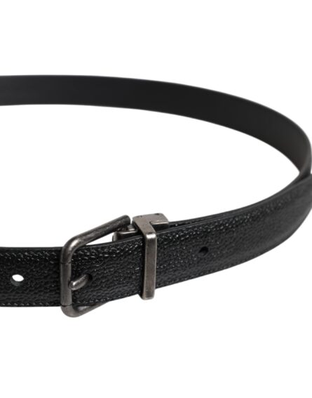 Black Calf Leather Classic Metal Buckle Belt - Image 4