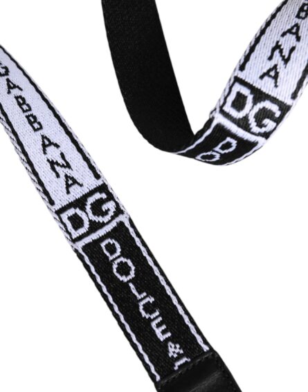 Black White Printed Metal Logo Buckle Belt - Image 7