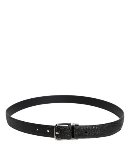 Black Calf Leather Classic Metal Buckle Belt - Image 3