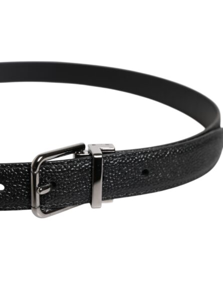 Black Calf Leather Classic Metal Buckle Belt - Image 4