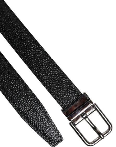 Black Calf Leather Classic Metal Buckle Belt - Image 6
