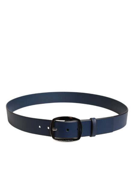Blue Calf Leather Classic Metal Buckle Belt - Image 3