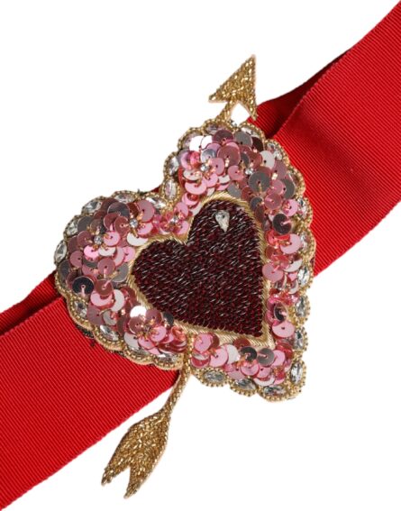 Red Stretch Wide Waist Heart Embellished Belt - Image 4