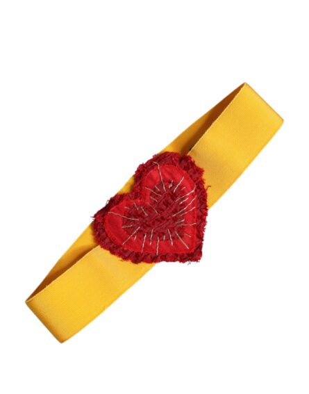 Yellow Stretch Wide Waist Heart Embellished Belt - Image 2