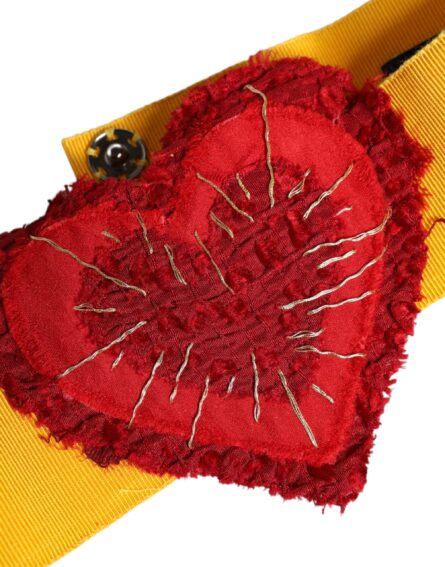 Yellow Stretch Wide Waist Heart Embellished Belt - Image 5