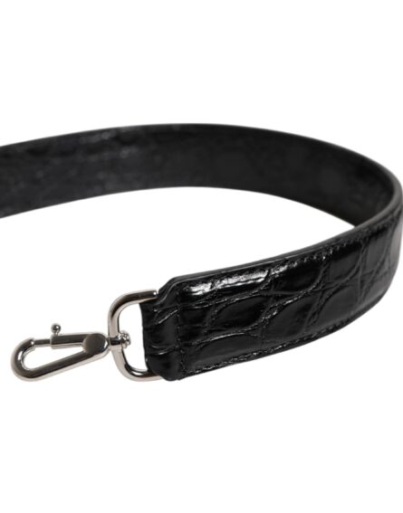 Black Alligator Leather Bag Shoulder Strap - Image 4