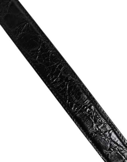Black Alligator Leather Bag Shoulder Strap - Image 5