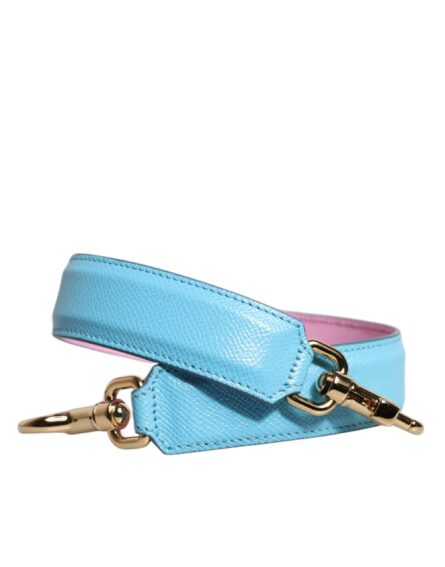 Pink Blue Leather Handle Bag Shoulder Strap - Image 2
