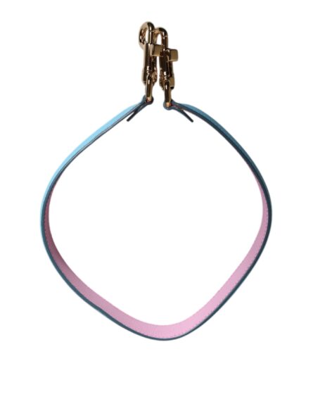 Pink Blue Leather Handle Bag Shoulder Strap - Image 7