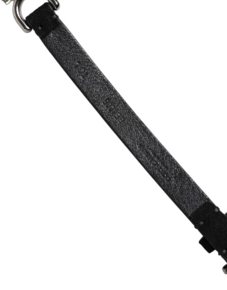 Black Leather Daisy Crystal Embellish Waist Belt - Image 12