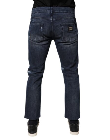 Blue Cotton Stretch Skinny Men Denim Jeans - Image 8
