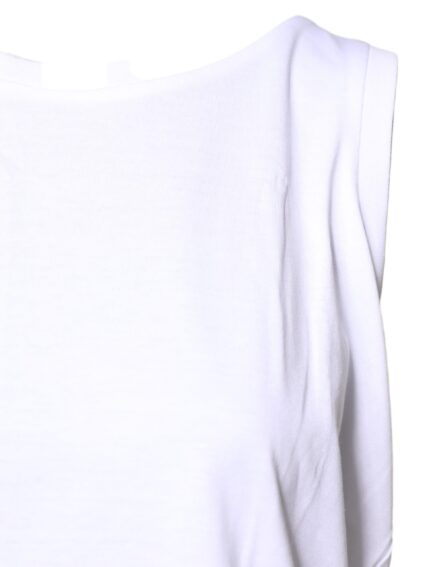 White Cotton Sleeveless Crew Neck T-shirt - Image 8