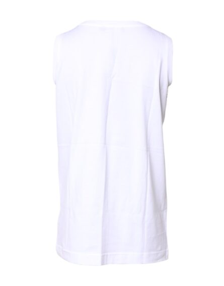 White Cotton Sleeveless Crew Neck T-shirt - Image 9